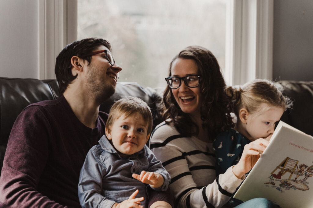 Family laughing together